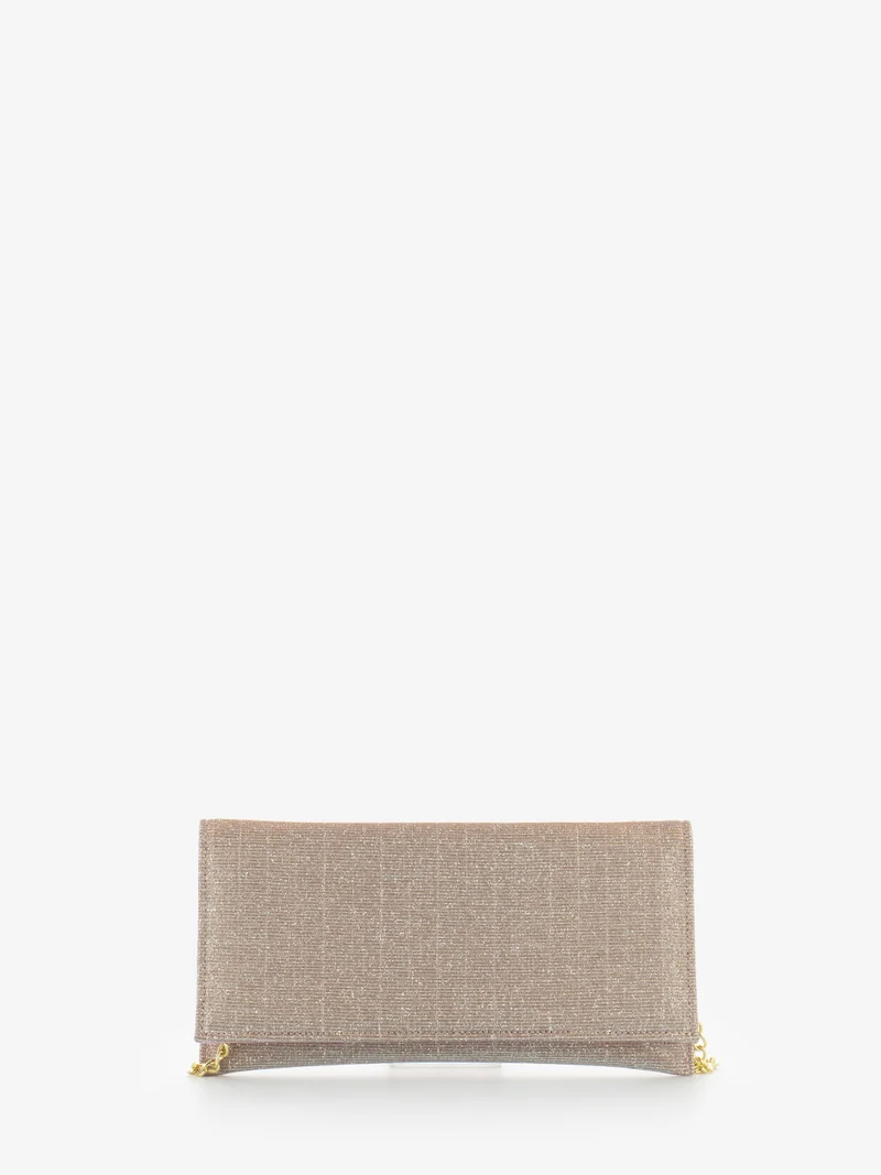 Pochette in mesh glitter cipria