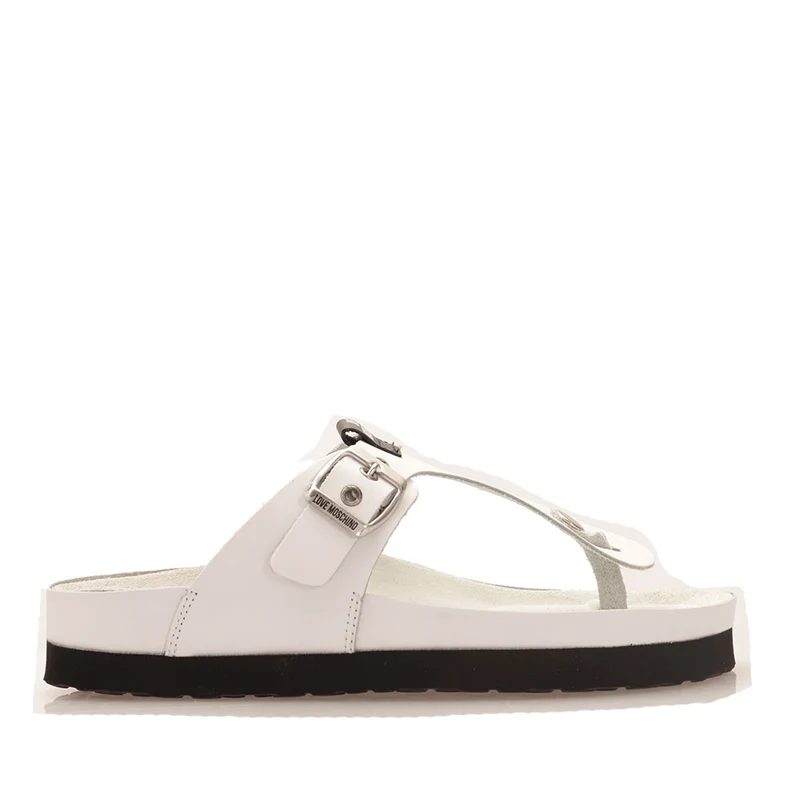 Ciabatte Donna Infradito LOVE MOSCHINO in Pelle Bianca