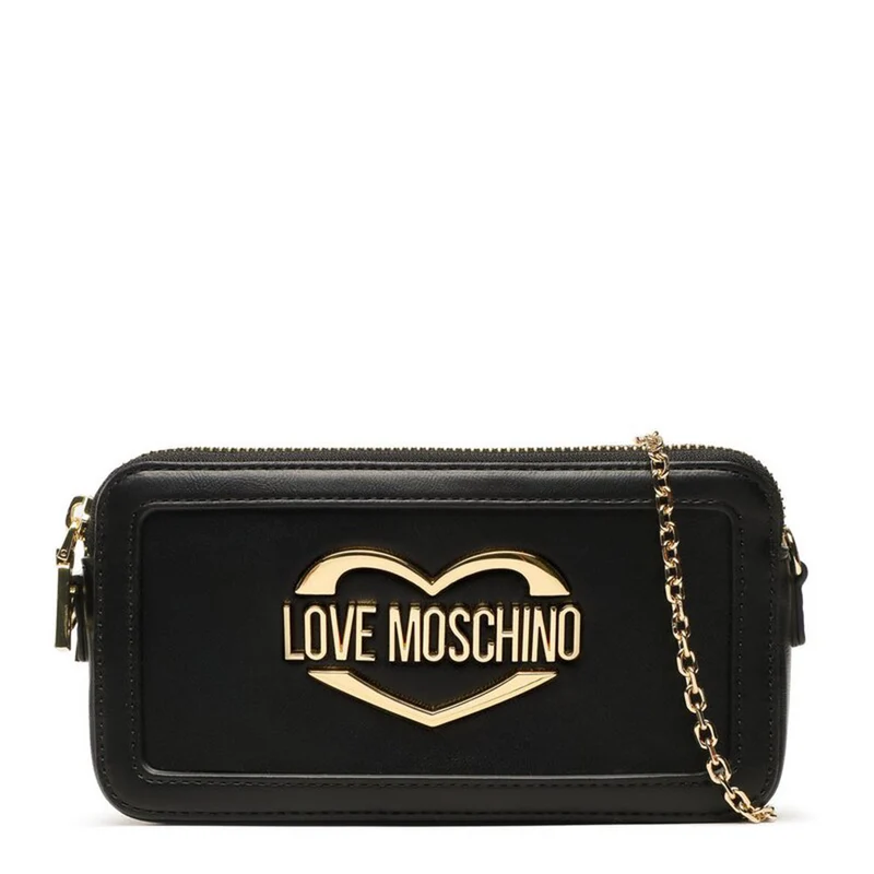 Mini Clutch con Zip LOVE MOSCHINO linea Heart Logo colore Nero