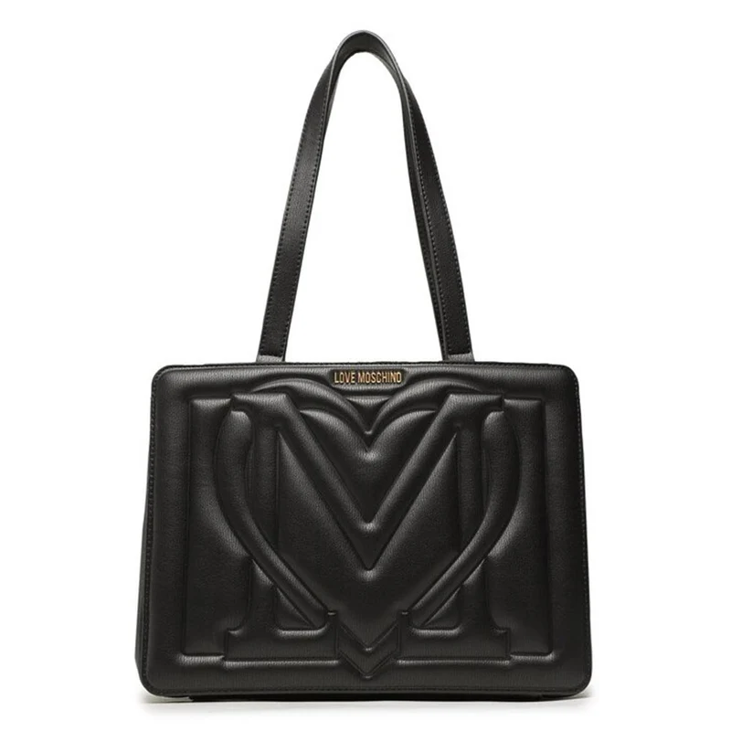 Borsa Donna Shopping a Spalla LOVE MOSCHINO con Logo Impresso colore Nero