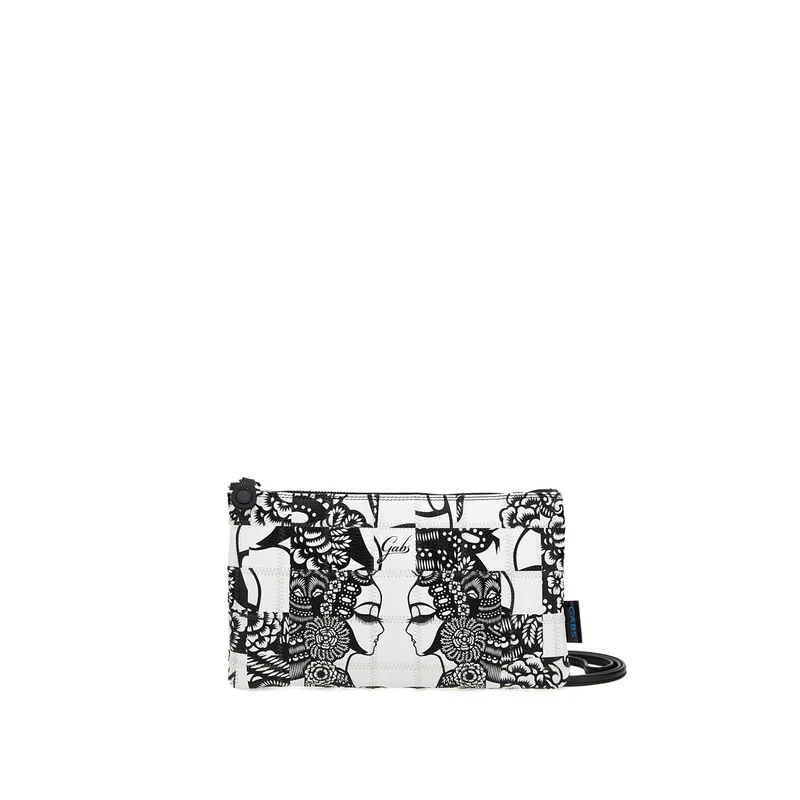 Pochette con Tracolla Removibile GABS Beyonce in Pelle Patchwork stampa Profili Bianco e Nero Large