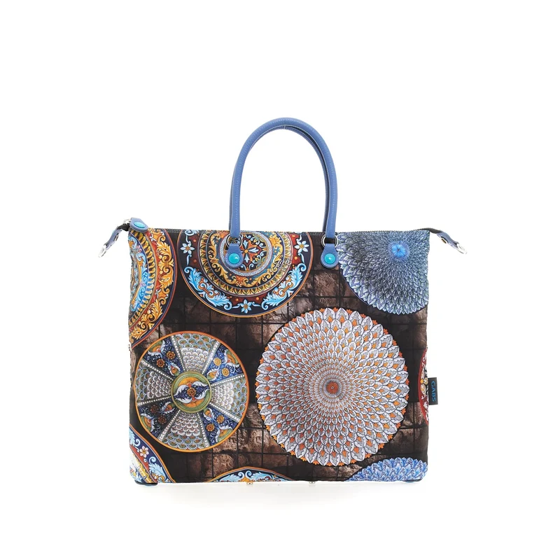 Borsa Donna a Mano con Tracolla GABS G3 Trasformabile in Tessuto stampa Piatti Ravello Large