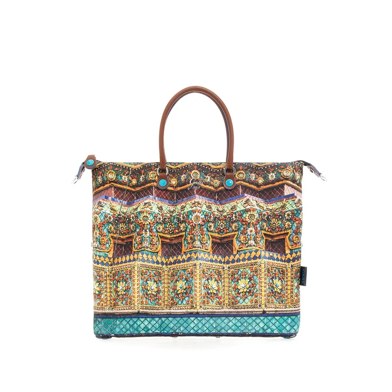 Borsa Donna a Mano con Tracolla GABS G3 Trasformabile in Tessuto stampa Tempio Bangkok Large