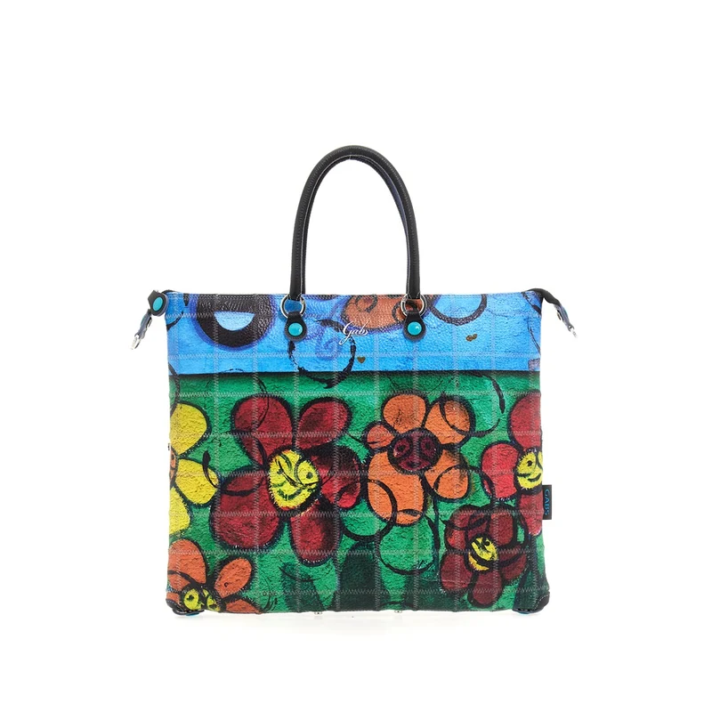 Borsa Donna a Mano con Tracolla GABS G3 PLUS Trasformabile in Pelle stampa Margherite Large