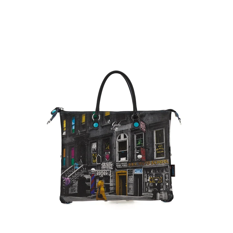 Borsa Donna a Mano con Tracolla GABS G3 PLUS Trasformabile in Pelle stampa Harlem Street Medium