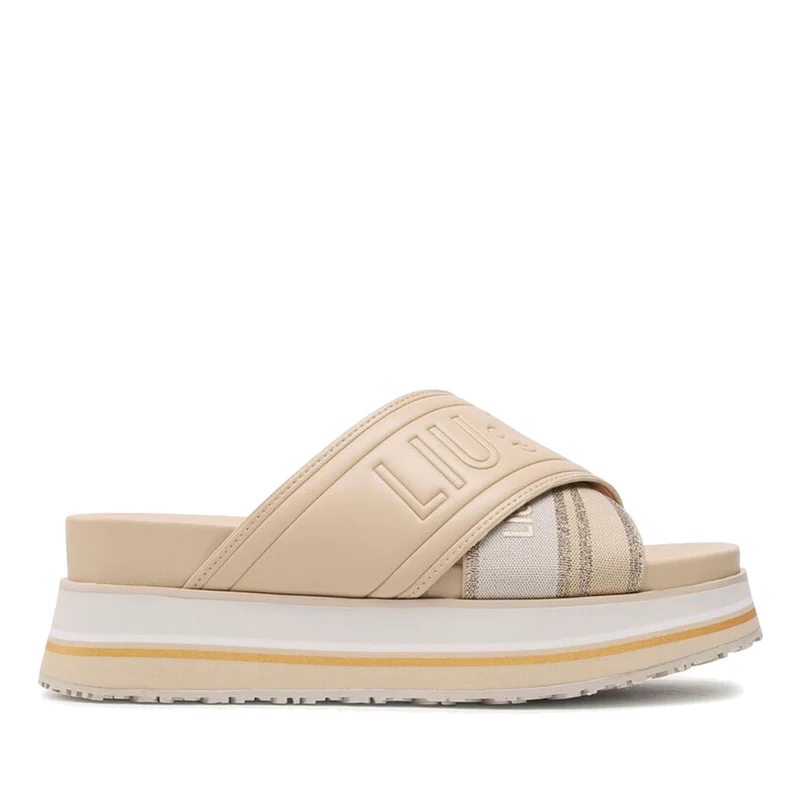Scarpe Donna LIU JO Ciabatte Platform Frida 24 con Fasce Intrecciate Logate colore Beige