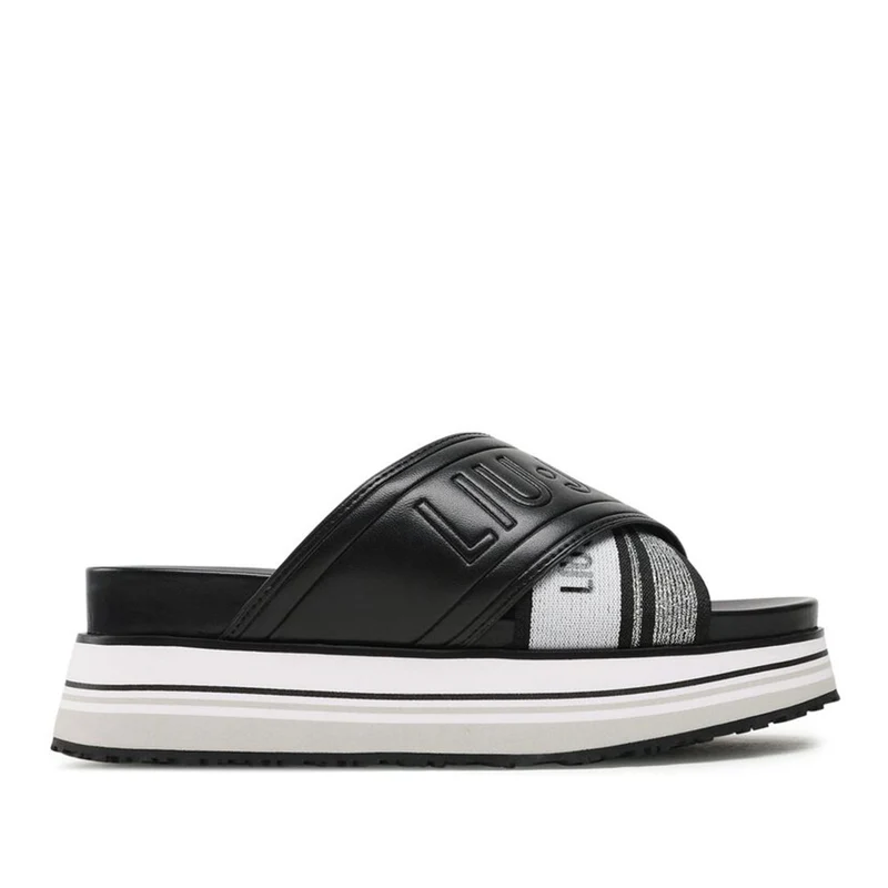 Scarpe Donna LIU JO Ciabatte Platform Frida 24 con Fasce Intrecciate Logate colore Nero