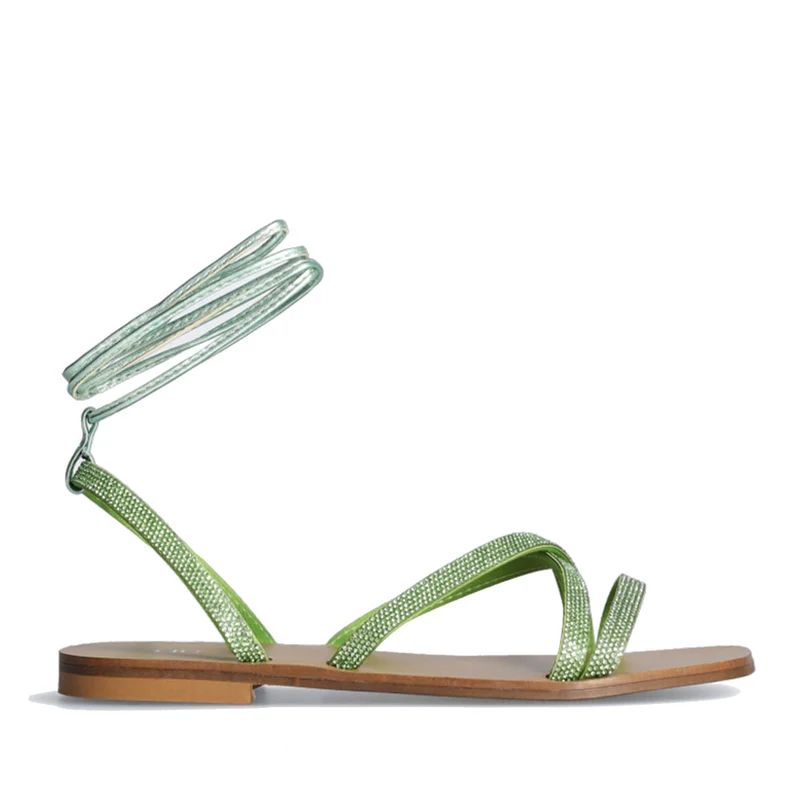Scarpe Donna LIU JO Sandali Flat Saba 05 Laminati color Lime