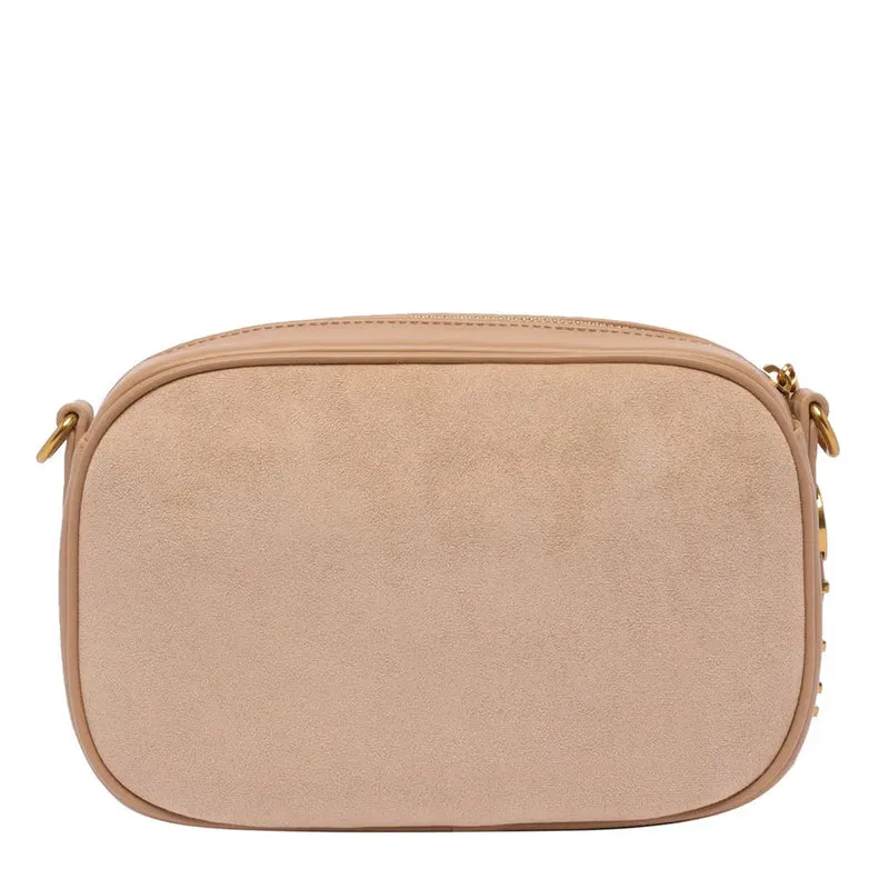Borsa Donna a Tracolla LIU JO Effetto Suede colore Coffee Milk con Logo in Metallo