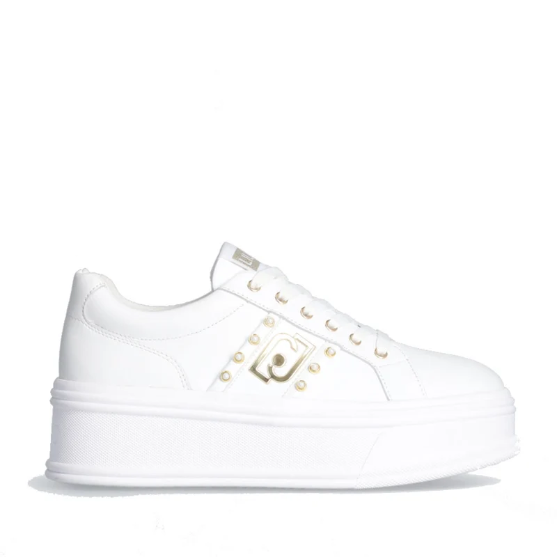 Scarpe Donna LIU JO Selma 04 Sneakers Platform in Pelle Bianca con Perle