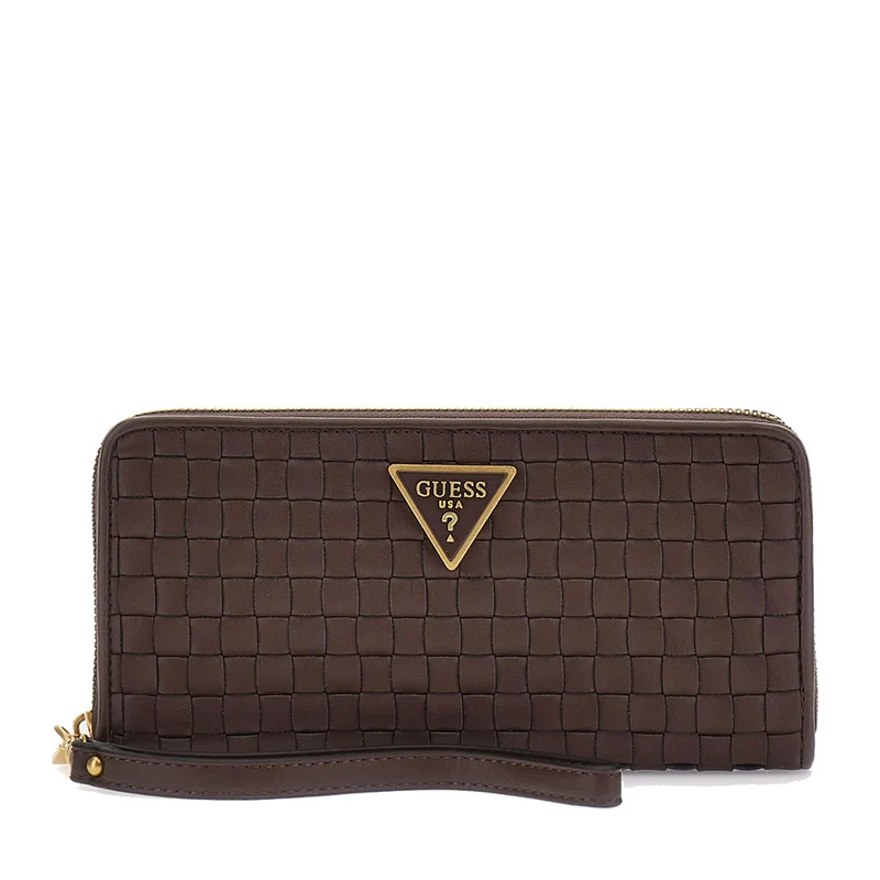 Portafoglio GUESS Chiuso con Zip Linea Lisbet colore Mahogany