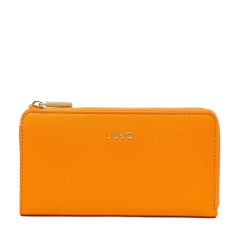 Portafoglio Donna Zip Around LIU JO Ecosostenibile stampa Saffiano Arancione