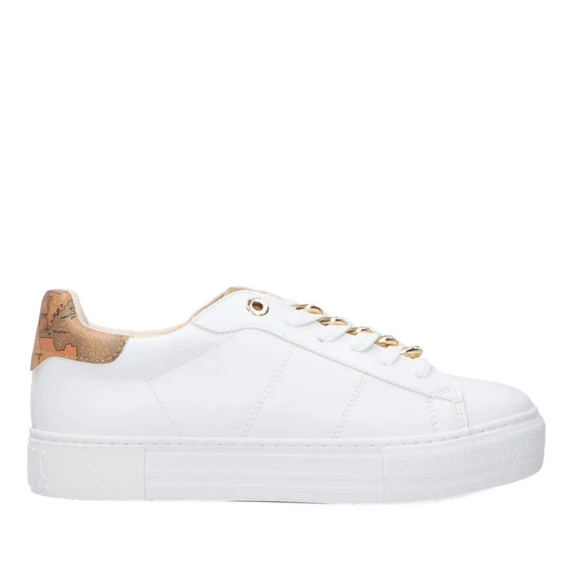 Scarpe Donna 1A Classe Alviero Martini Sneakers colore Bianco con Dettaglio Geo Classic e Catena 1508