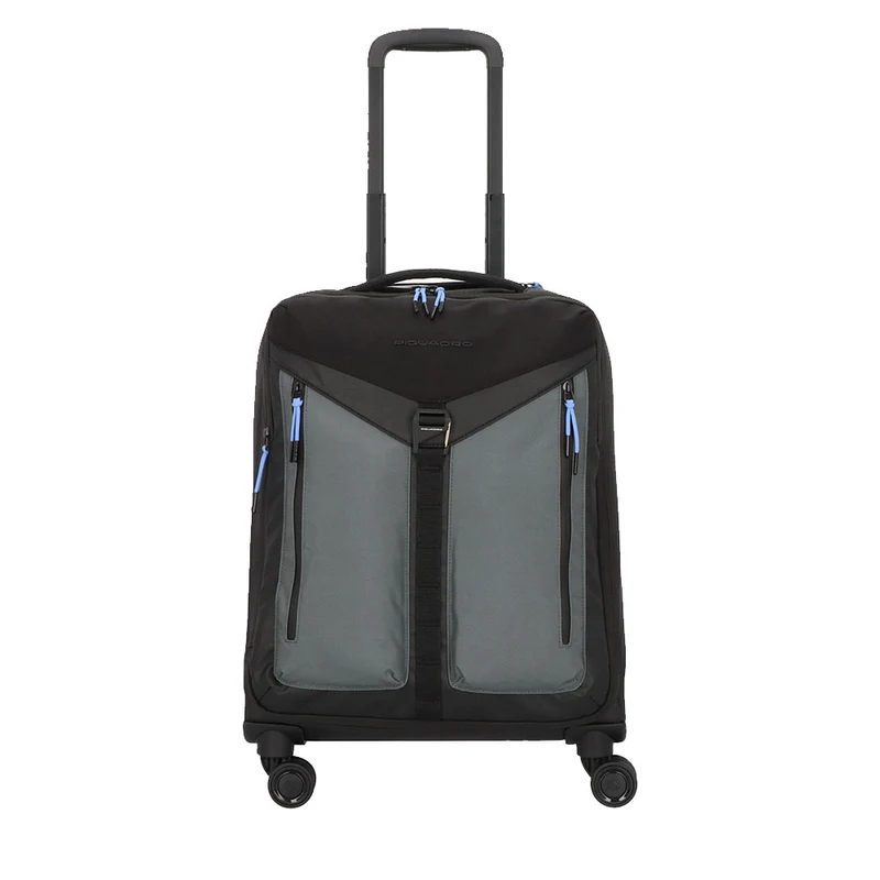 Trolley Cabina PIQUADRO Semirigido con 4 Ruote Colore Nero Linea Spike - BV5402S120