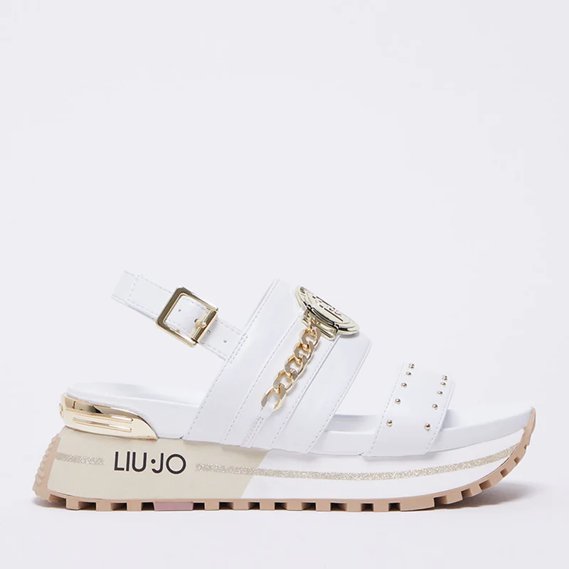 Scarpe Donna LIU JO Sandali Platform Maxi Wonder 08 con Catena Gioiello colore Bianco