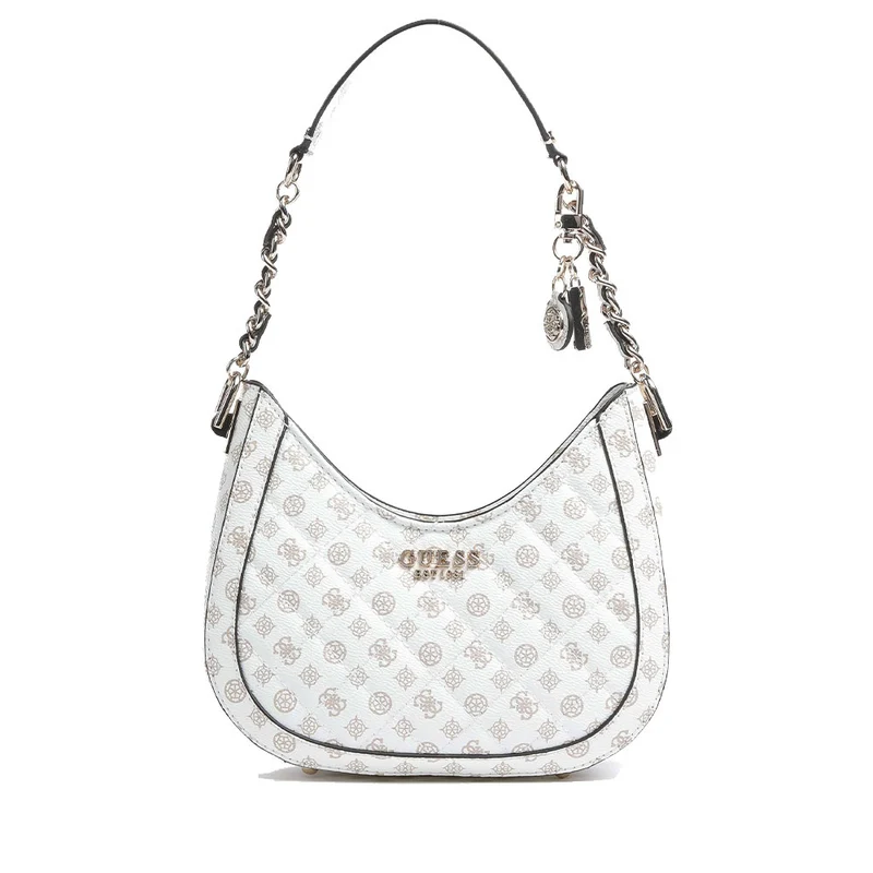 Borsa Donna Hobo a Spalla GUESS Linea Abey Colore White Logo