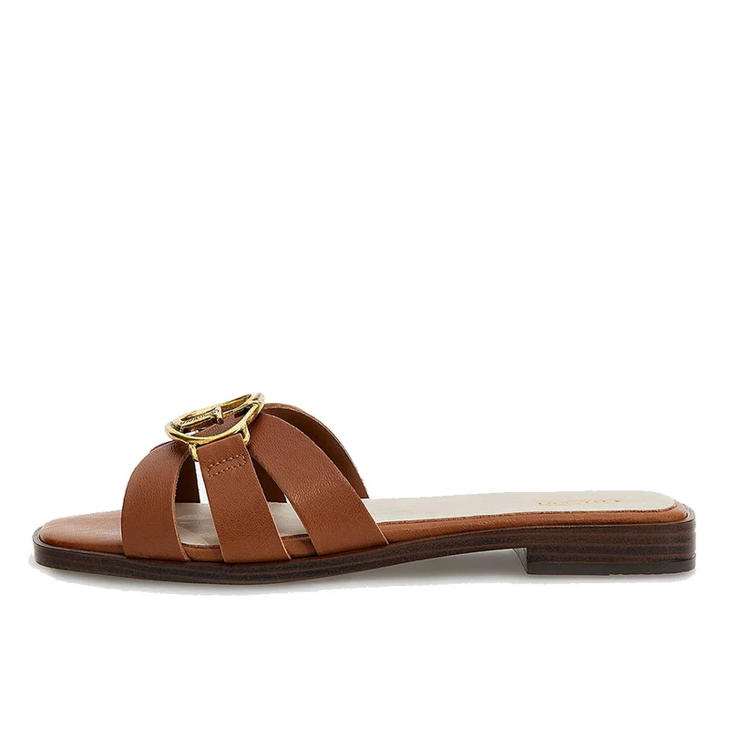Scarpe Donna GUESS Ciabatte Linea Symo in Pelle Cognac