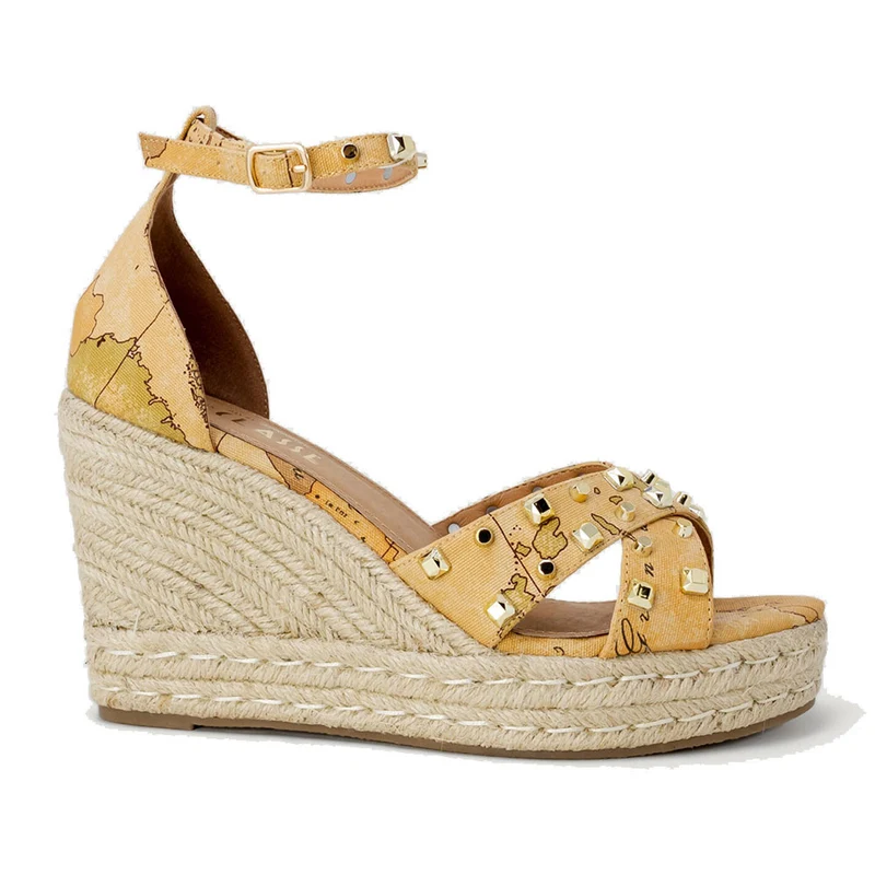 Scarpe Donna 1A Classe Alviero Martini Sandali in Canvas Geo Classic con Zeppa 0513