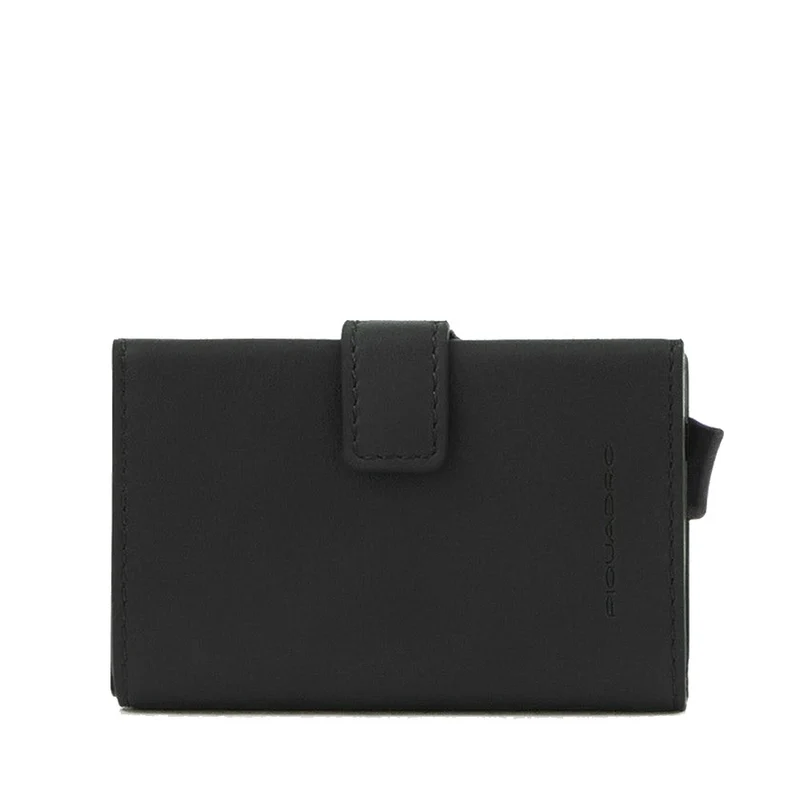 Portacarte PIQUADRO in Pelle e Alluminio con RFID in Pelle Nera Linea Alvar - PP5649S128R