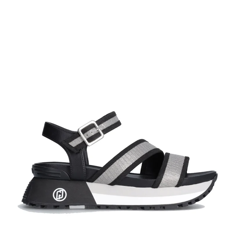 Scarpe Donna LIU JO Sandali Platform Maxi Wonder 15 in Tessuto Nero con Glitter