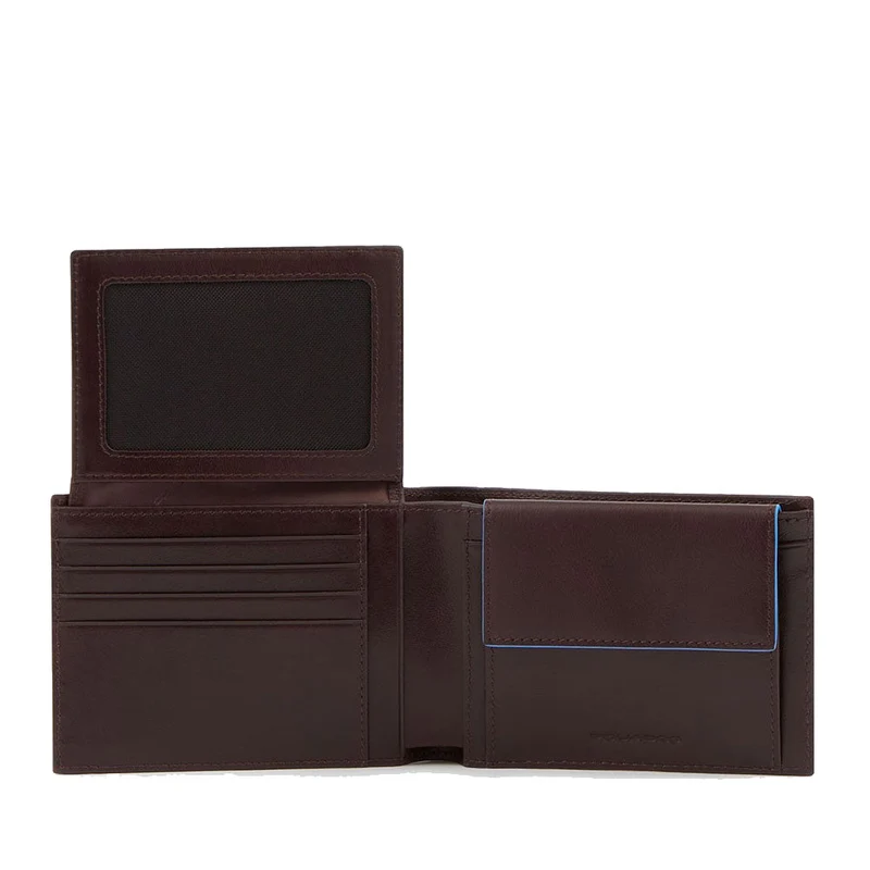 Portafoglio Uomo con Pattina e Portamonete PIQUADRO in Pelle Mogano Linea B2 Revamp- PU1392B2VR