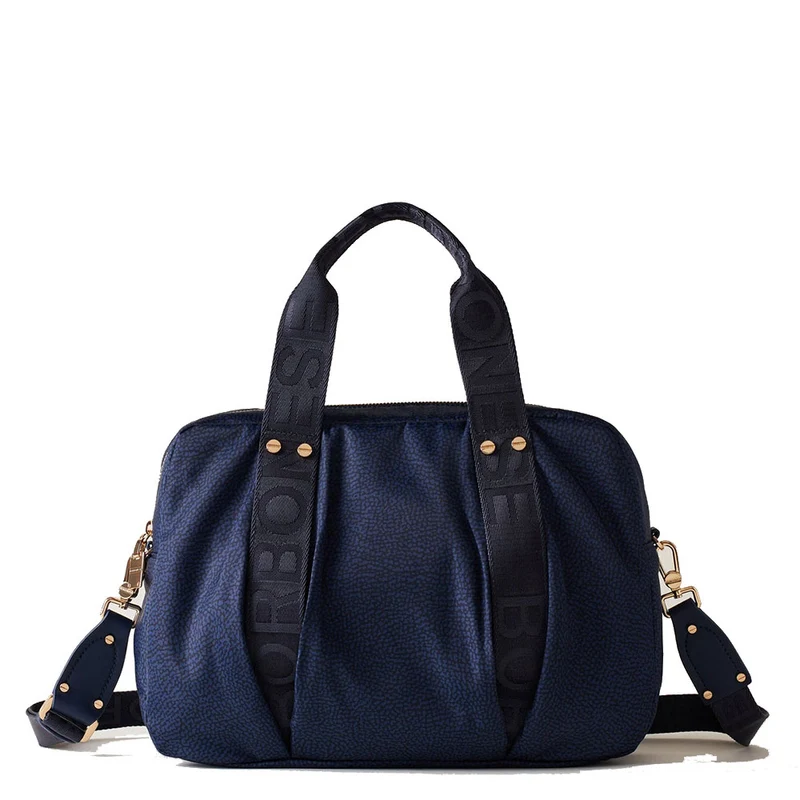 Borsa Donna Bauletto a Mano BORBONESE linea Cloudette Medium in Tessuto Jet Op colore Blu