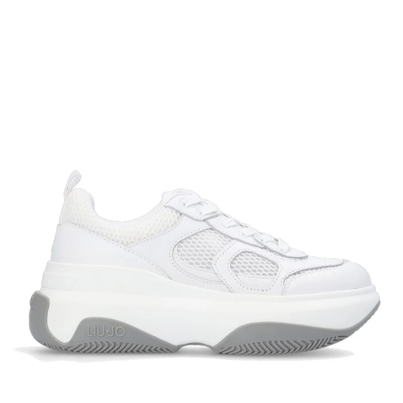 Scarpe Donna LIU JO Sneakers Chunky June 14 in Pelle e Mesh Bianco