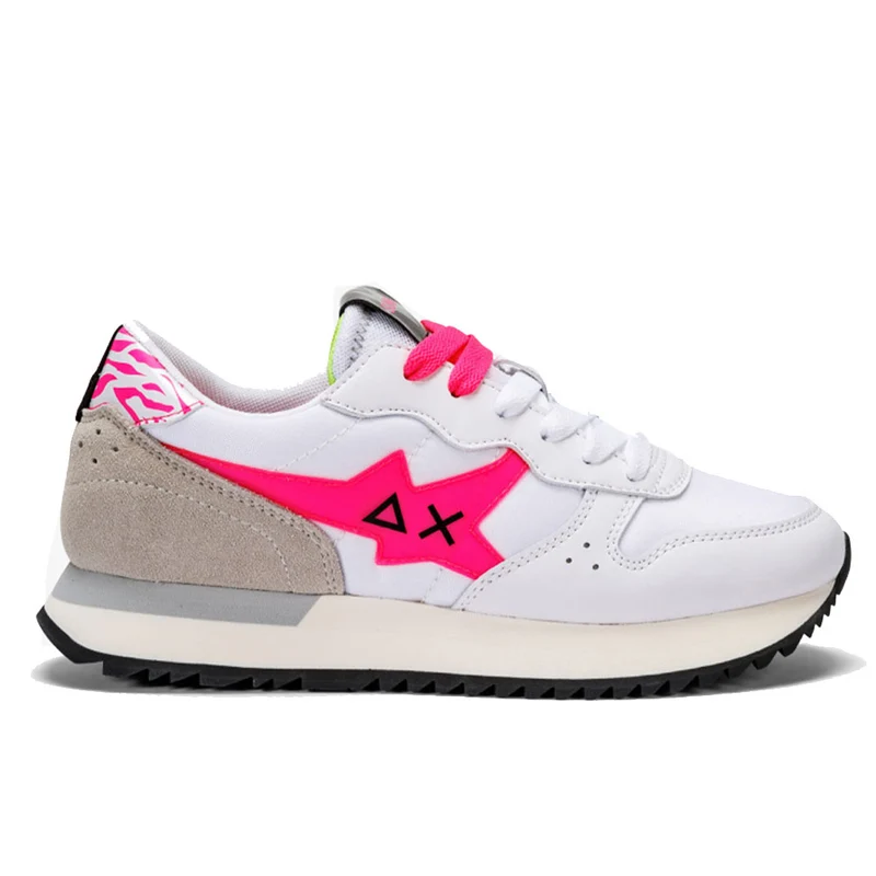 Scarpe Donna Sun68 Sneakers Stargirl Transparent Patch Colore Bianco - Fuxia