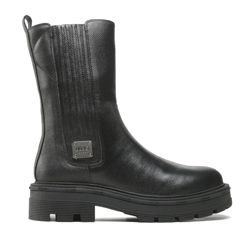 Scarpe Donna LIU JO Stivaletti Ankle Boots Tailor 232 stampa Saffiano Nera