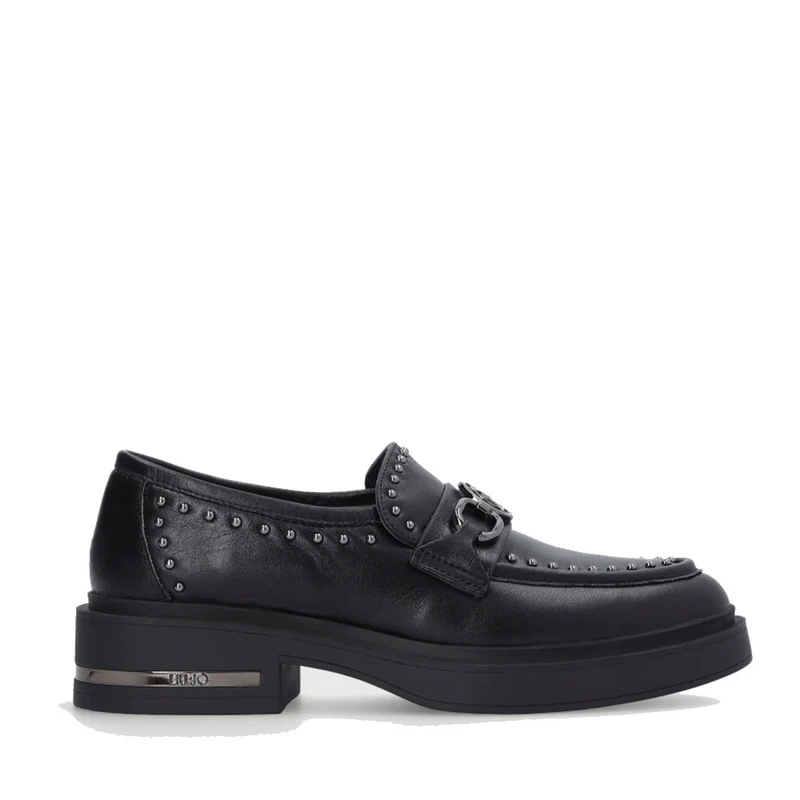 Scarpe Donna LIU JO Mocassini Platform Gabrielle 07 in Pelle Nera con Borchie