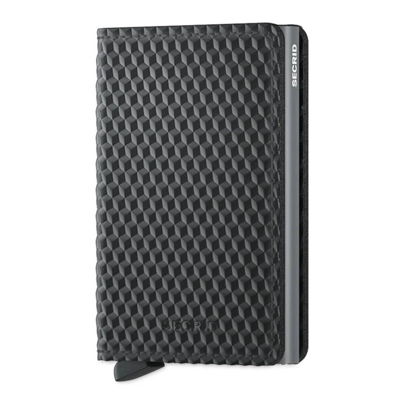 Porta Carte con Clip SECRID linea Slimwallet Cubic in Pelle Black-Titanium con RFID