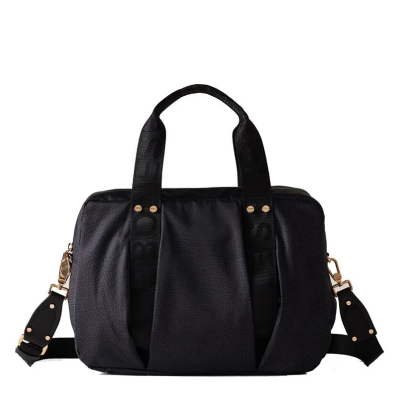 Borsa Donna Bauletto a Mano BORBONESE linea Cloudette Medium in Tessuto Jet Op colore Dark Black