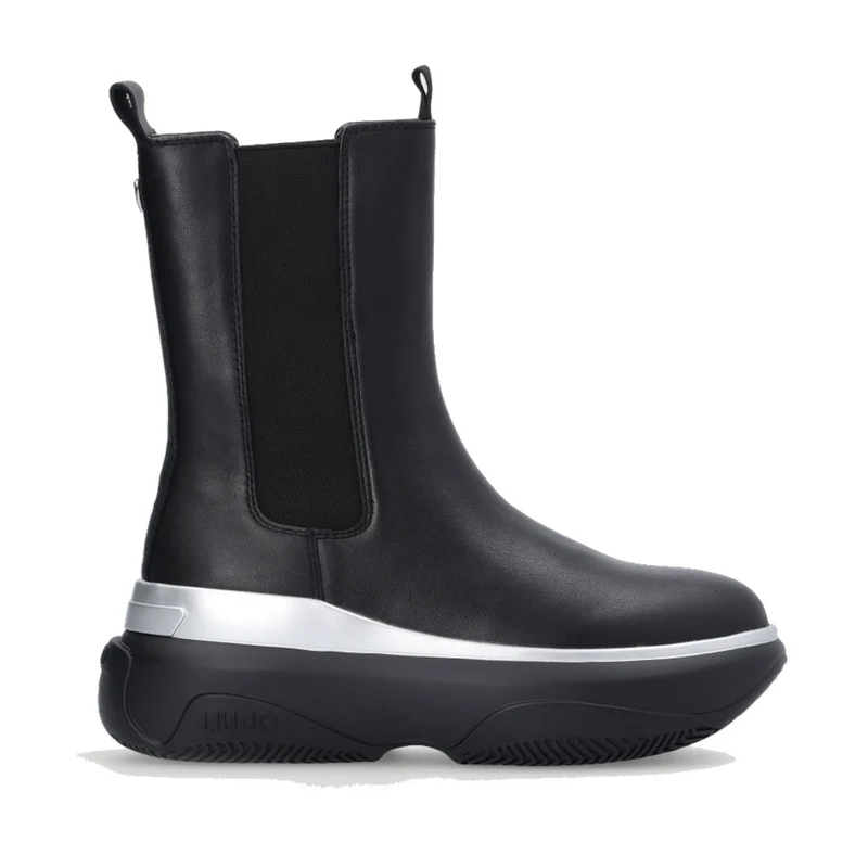 Scarpe Donna LIU JO Chuncky Chelsea Boots June 07 in Pelle Nera
