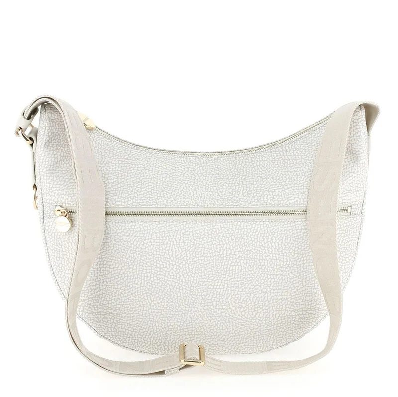 Borsa a Tracolla BORBONESE Luna Bag Middle linea Jet Op in Tessuto Color Ghiaccio