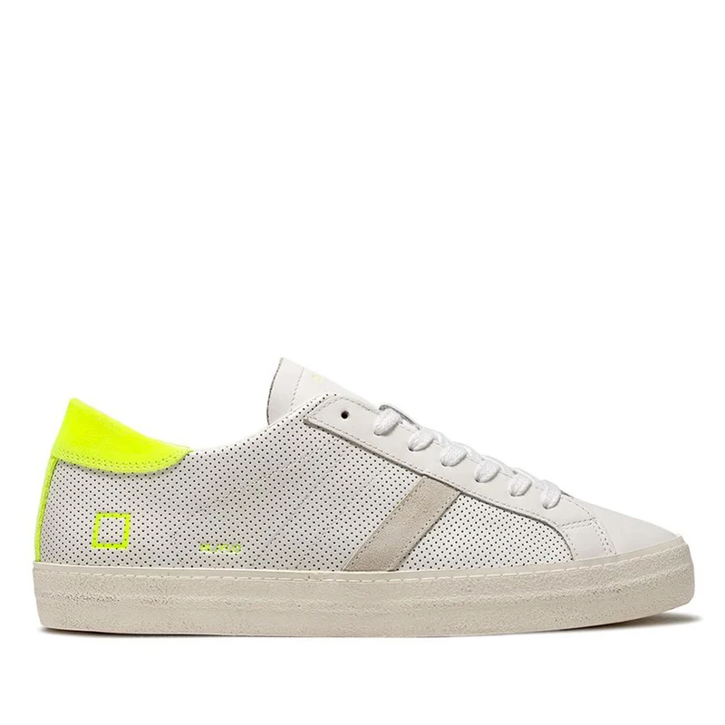 Scarpe Uomo D.A.T.E. Sneakers linea Hill Low Flow Perforated colore White Yellow