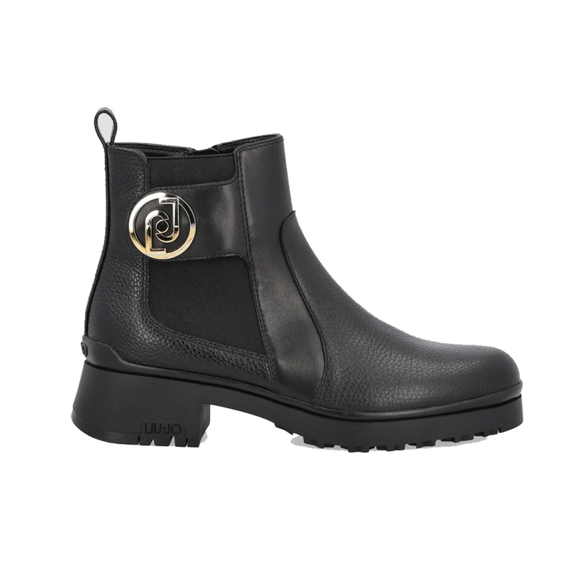 Scarpe Donna LIU JO Stivetti Pelle Nera con Logo Metallico
