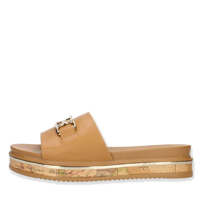 Scarpe 1A Classe Alviero Martini Ciabatte color Cuoio con Dettagli Geo Classic 1182