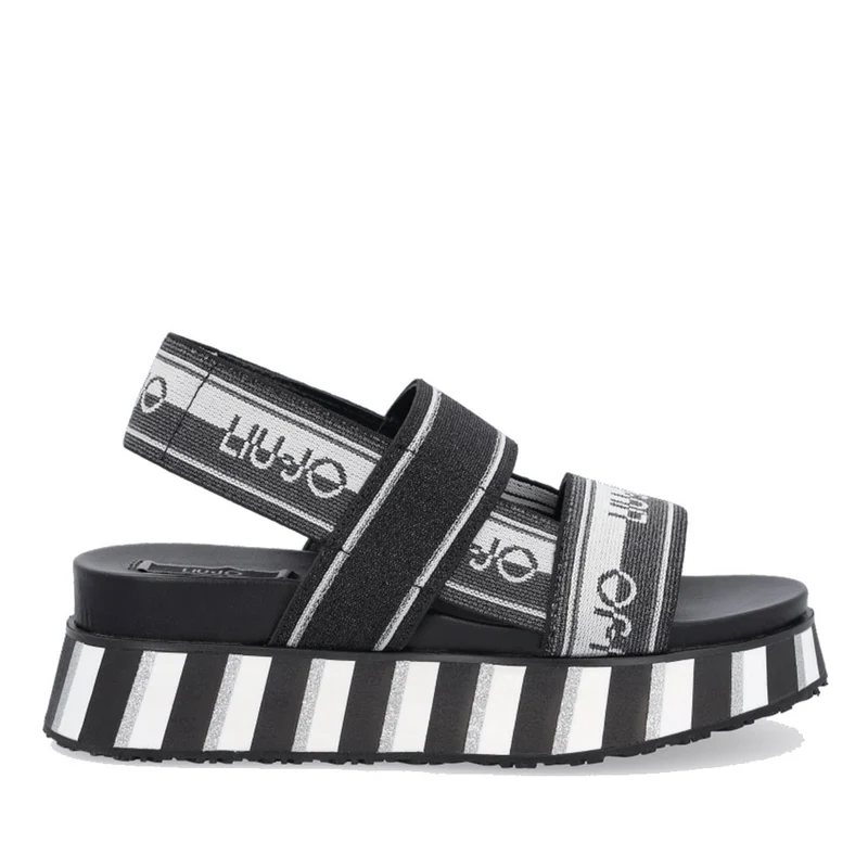 Scarpe Donna LIU JO Sandali Platform con Logo Jacquard in Lurex colore Nero SA2163