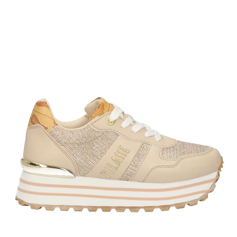 Scarpe Junior 1A Classe Alviero Martini Sneakers colore Beige con Dettagli Lurex 1172