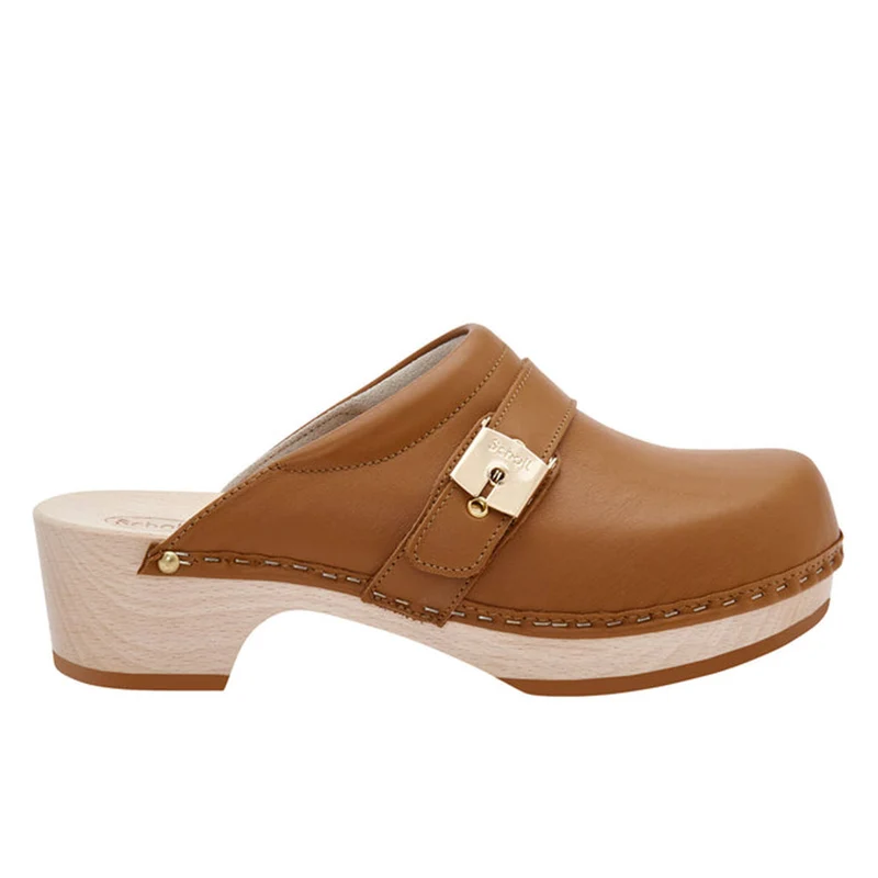 Scarpe Donna SCHOLL Zoccoli in Legno Linea Pescura Clog Colore Cognac