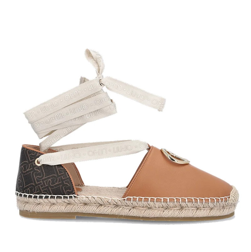 Scarpe Donna LIU JO Espadrillas color Nocciola con Stampa Monogram