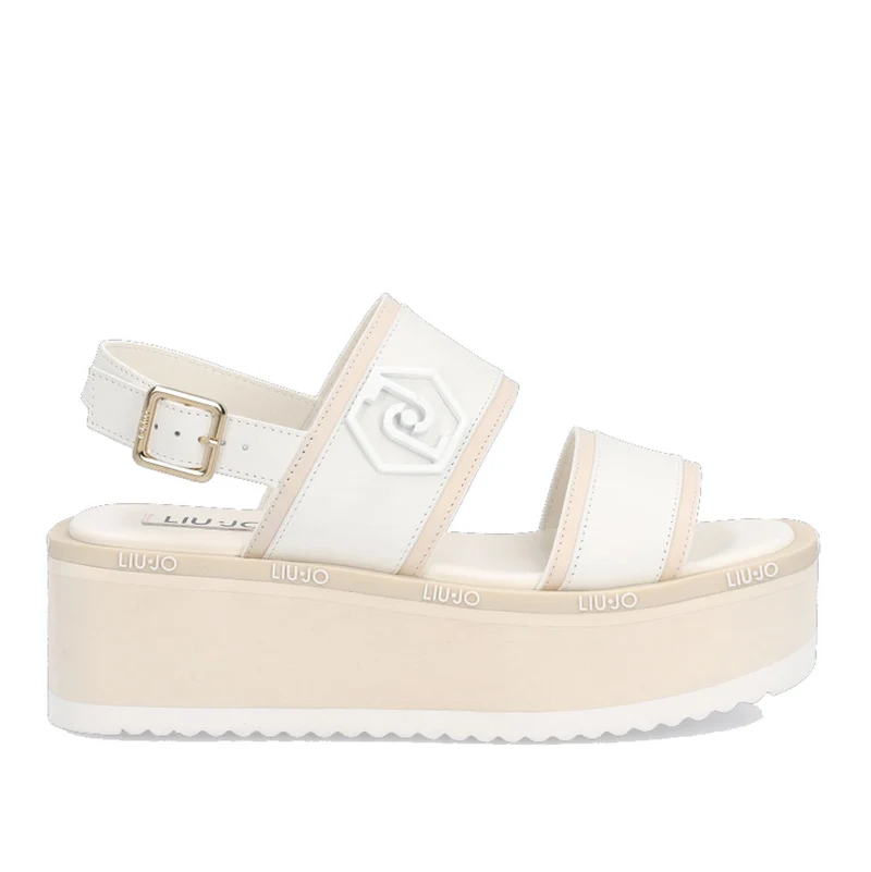 Scarpe Donna LIU JO Sandali Platform in Pelle Bianca con Logo