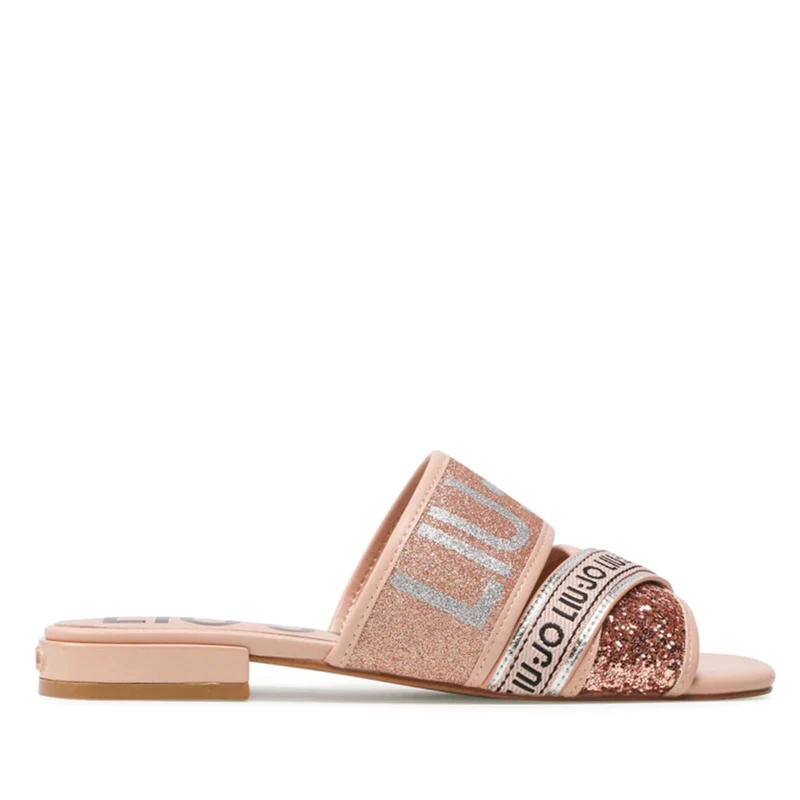 Scarpe Donna LIU JO Sandali Flat color Nude con Glitter e Logo