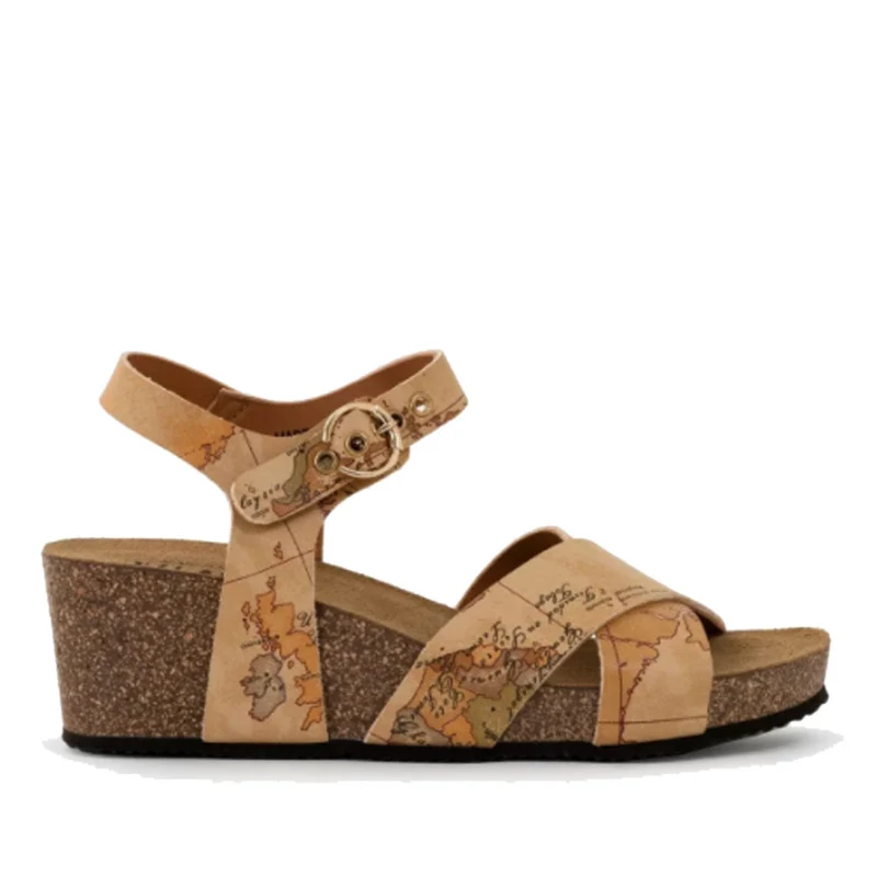 Scarpe Donna 1A Classe Alviero Martini Sandalo a Fasce Incrociate in Tessuto Geo Classic 0217