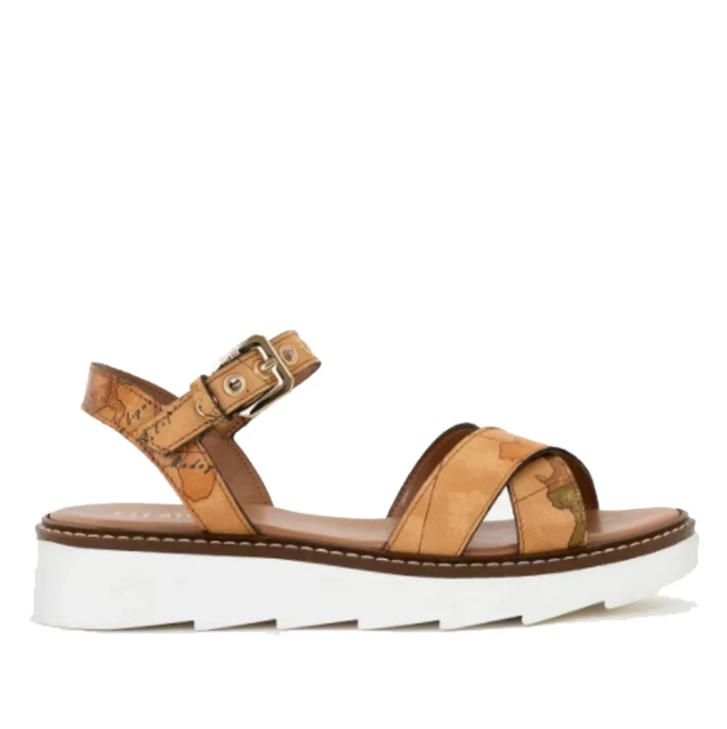 Sandali Donna con Fasce Incrociate 1A Classe Alviero Martini in Nappa stampa Geo Classic 0170