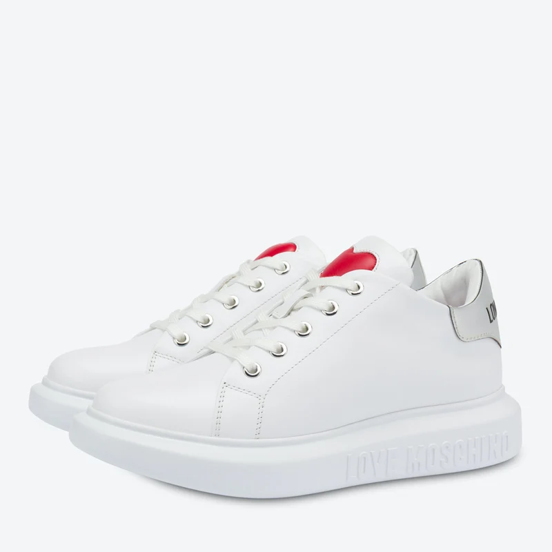 Scarpe Donna LOVE MOSCHINO Sneakers linea Love Running in Pelle Bianca
