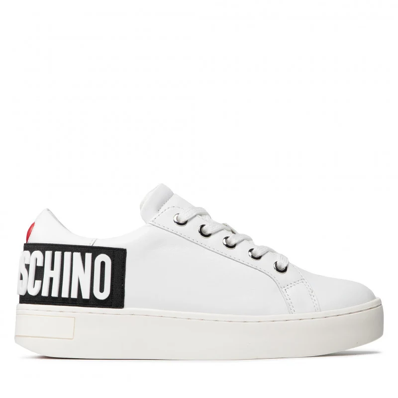 Scarpe Donna LOVE MOSCHINO Sneakers in Pelle Bianca con Maxi Logo sul Tallone