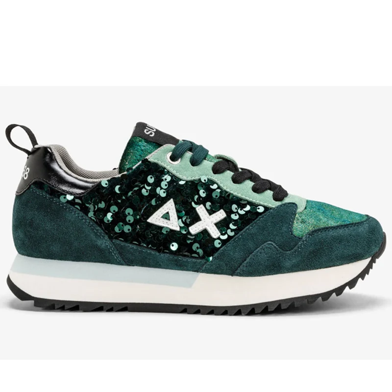 Scarpe Donna Sun68 Sneakers Kelly Paillettes Verde Scuro