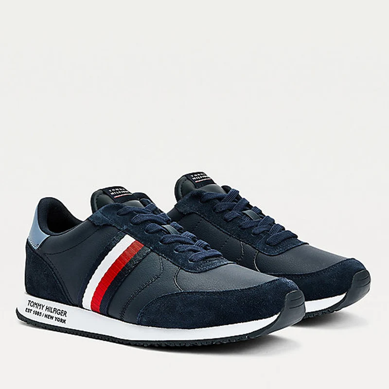 Scarpe Uomo TOMMY HILFIGER Sneakers Running in Pelle e Nylon Blu