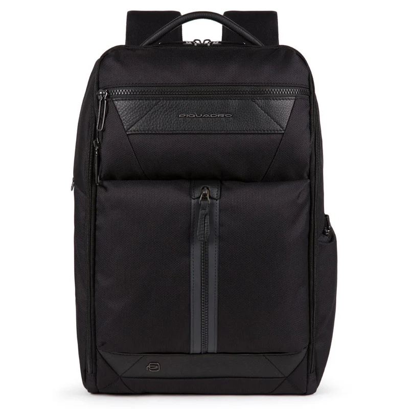 Zaino Uomo PIQUADRO in Pelle e Tessuto Nero Porta Pc 14" e iPad Linea Trakai CA5524W109